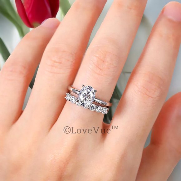 Certified 2ct. t.w. Diamond Oval Cut Hidden Halo Engagement Wedding Ring - Picture 8 of 17